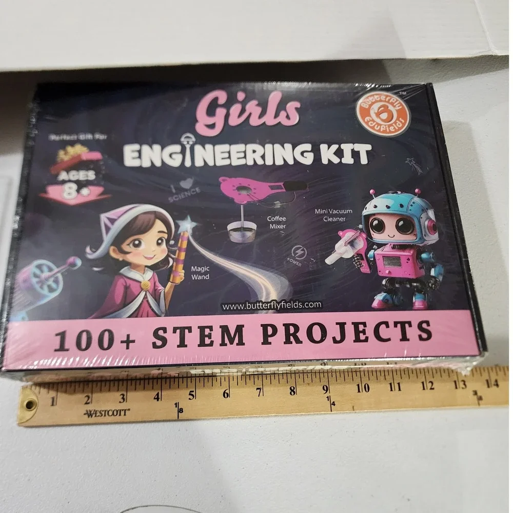Butterfly Edufields Girls Engineering Kit 100+ STEM Projects Ages 8+ 521 New
